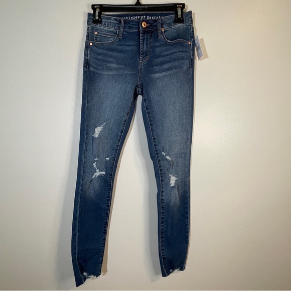 ARTICLES OF SOCIETY Sarah Distressed Ankle Skinny Jeans In Erskine Size 25 - Picture 2 of 10